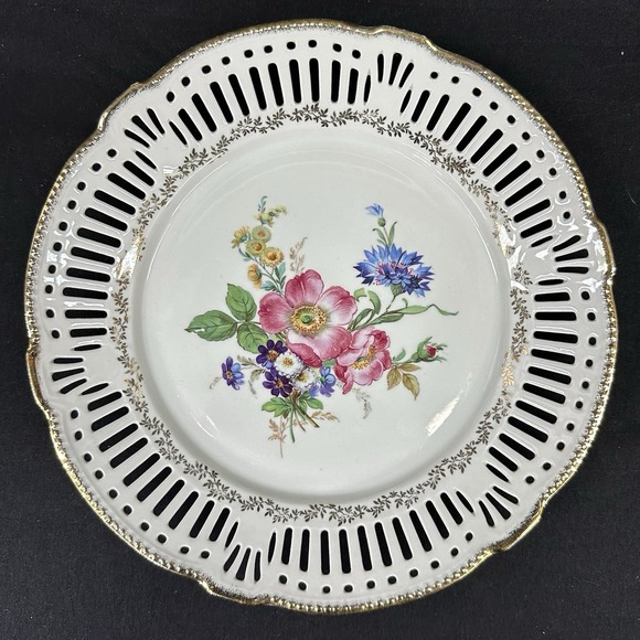 Other - Schwarzenhammer Porcelain Reticulated Plate With Floral Design, Vintage Mid 20th